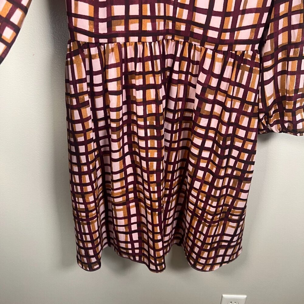 Gal Meets Glam Lindsey Windowpane Dress Size 0 Tie Neck Twee Work Office Preppy - Picture 8 of 12